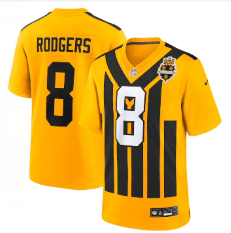 Men 2025 Pittsburgh Steelers 8 Rodgers Yellow Retro Nike Limited NFL Jersey style 05